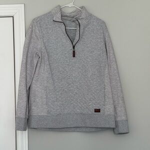L.L. Bean Women's Light Gray Quilted Quarter-Zip Sweater